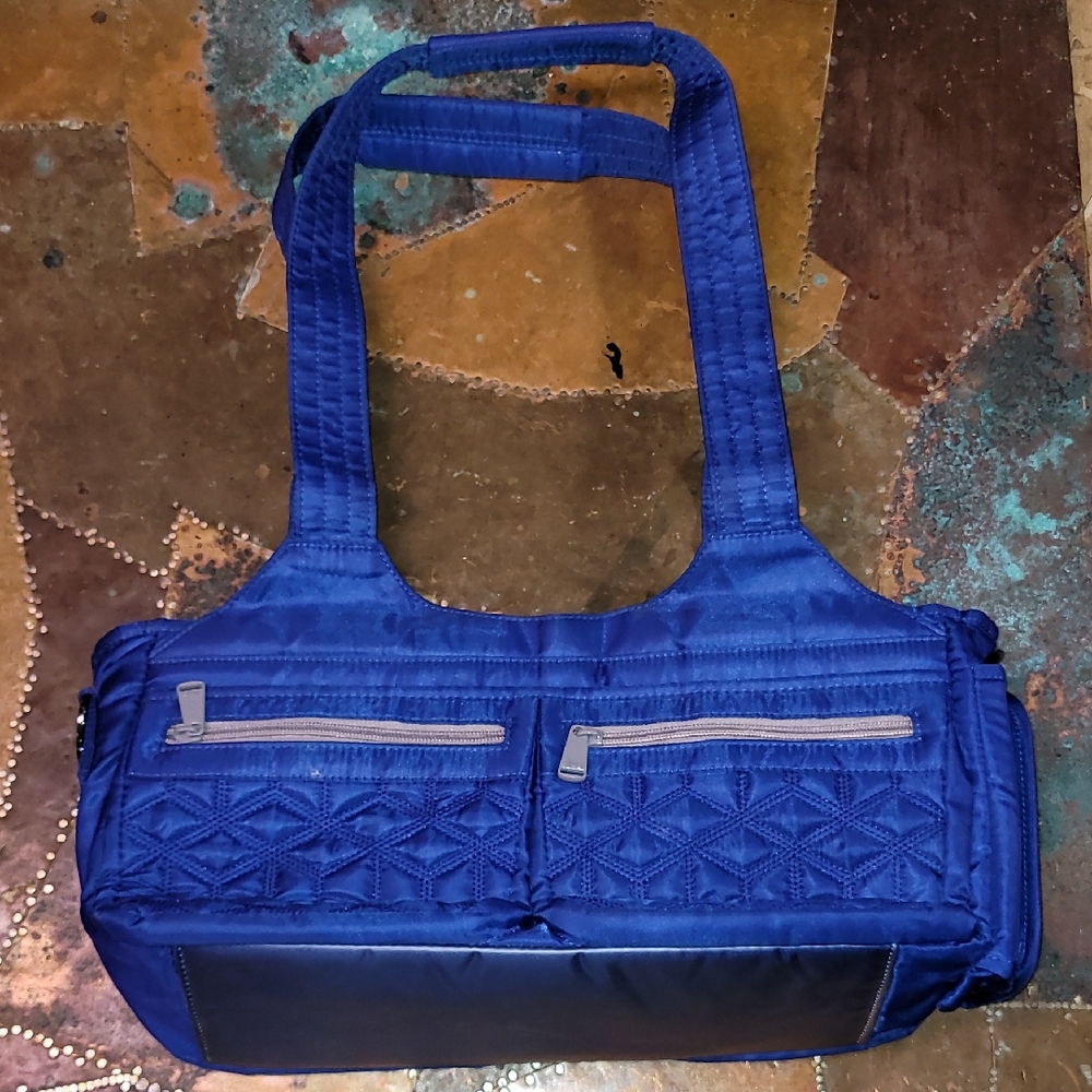 Lug. Streetcar. Quilted Shoulder Bag with 6 Front Zip Pockets. Like-new